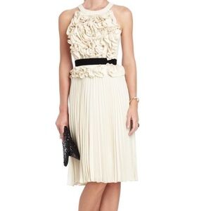 BCBGMaxAzria Safina Dress Ruffles Pleated Midi size 8 / Wedding Guess Cocktail